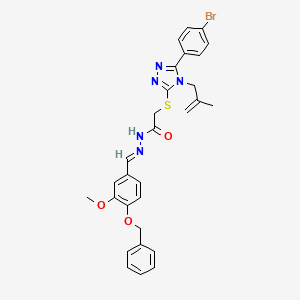 molecular formula C29H28BrN5O3S B11695409 N'-{(E)-[4-(benzyloxy)-3-methoxyphenyl]methylidene}-2-{[5-(4-bromophenyl)-4-(2-methyl-2-propenyl)-4H-1,2,4-triazol-3-yl]sulfanyl}acetohydrazide 