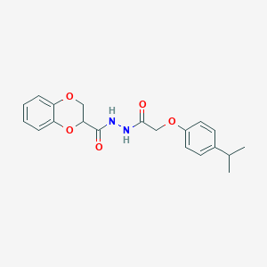 molecular formula C20H22N2O5 B11695534 N'-(2-(4-isopropylphenoxy)acetyl)-2,3-dihydrobenzo[b][1,4]dioxine-2-carbohydrazide 