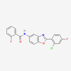molecular formula C20H11ClF2N2O2 B11695566 N-[2-(2-chloro-4-fluorophenyl)-1,3-benzoxazol-5-yl]-2-fluorobenzamide 