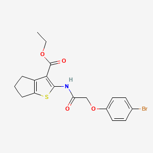 molecular formula C18H18BrNO4S B11695731 ethyl 2-[2-(4-bromophenoxy)acetamido]-4H,5H,6H-cyclopenta[b]thiophene-3-carboxylate 