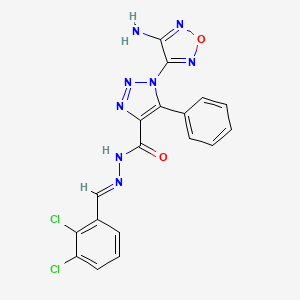 molecular formula C18H12Cl2N8O2 B11695753 1-(4-amino-1,2,5-oxadiazol-3-yl)-N'-[(E)-(2,3-dichlorophenyl)methylidene]-5-phenyl-1H-1,2,3-triazole-4-carbohydrazide 