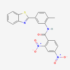 molecular formula C21H14N4O5S B11696026 N-[5-(1,3-benzothiazol-2-yl)-2-methylphenyl]-2,4-dinitrobenzamide 