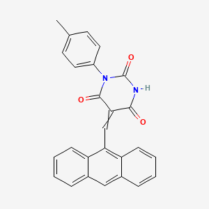 molecular formula C26H18N2O3 B11696315 5-(Anthracen-9-ylmethylidene)-1-(4-methylphenyl)-1,3-diazinane-2,4,6-trione 