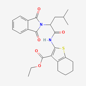 molecular formula C25H28N2O5S B11696348 ethyl 2-{[2-(1,3-dioxo-1,3-dihydro-2H-isoindol-2-yl)-4-methylpentanoyl]amino}-4,5,6,7-tetrahydro-1-benzothiophene-3-carboxylate 