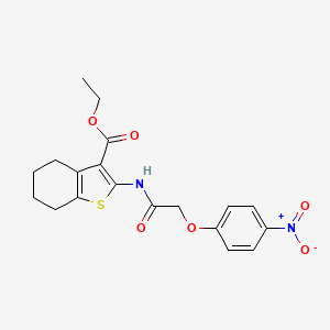 molecular formula C19H20N2O6S B11696466 Ethyl 2-{[(4-nitrophenoxy)acetyl]amino}-4,5,6,7-tetrahydro-1-benzothiophene-3-carboxylate 