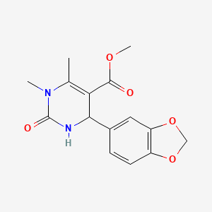 molecular formula C15H16N2O5 B11696519 Methyl 4-(1,3-benzodioxol-5-yl)-1,6-dimethyl-2-oxo-1,2,3,4-tetrahydropyrimidine-5-carboxylate 