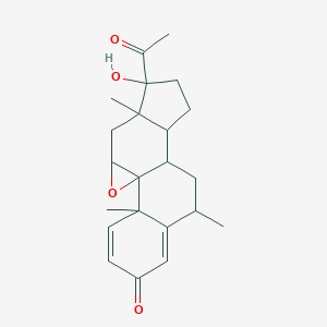 molecular formula C₂₂H₂₈O₄ B116967 14-Acetyl-14-hydroxy-2,8,15-trimethyl-18-oxapentacyclo[8.8.0.01,17.02,7.011,15]octadeca-3,6-dien-5-one CAS No. 83873-16-9