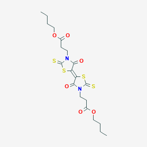 molecular formula C20H26N2O6S4 B11696715 butyl 3-{(5E)-5-[3-(3-butoxy-3-oxopropyl)-4-oxo-2-thioxo-1,3-thiazolidin-5-ylidene]-4-oxo-2-thioxo-1,3-thiazolidin-3-yl}propanoate 