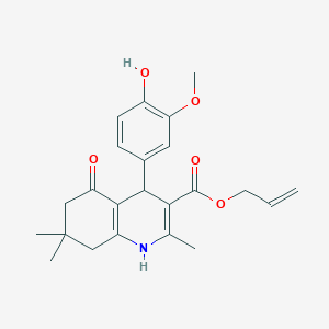 molecular formula C23H27NO5 B11696863 Prop-2-en-1-yl 4-(4-hydroxy-3-methoxyphenyl)-2,7,7-trimethyl-5-oxo-1,4,5,6,7,8-hexahydroquinoline-3-carboxylate 