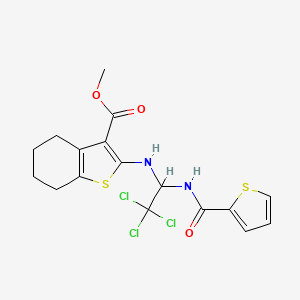 molecular formula C17H17Cl3N2O3S2 B11696919 Methyl 2-({2,2,2-trichloro-1-[(thiophen-2-ylcarbonyl)amino]ethyl}amino)-4,5,6,7-tetrahydro-1-benzothiophene-3-carboxylate 