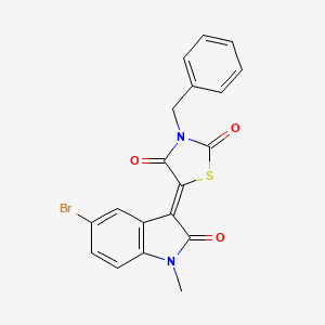 molecular formula C19H13BrN2O3S B11697296 (5Z)-3-benzyl-5-(5-bromo-1-methyl-2-oxo-1,2-dihydro-3H-indol-3-ylidene)-1,3-thiazolidine-2,4-dione 