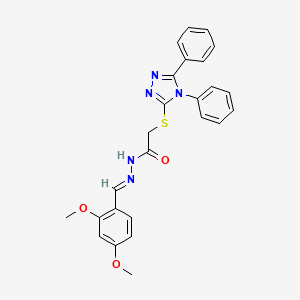 molecular formula C25H23N5O3S B11697322 N'-[(E)-(2,4-dimethoxyphenyl)methylidene]-2-[(4,5-diphenyl-4H-1,2,4-triazol-3-yl)sulfanyl]acetohydrazide 