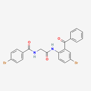 molecular formula C22H16Br2N2O3 B11697513 N-[(2-Benzoyl-4-bromo-phenylcarbamoyl)-methyl]-4-bromo-benzamide 