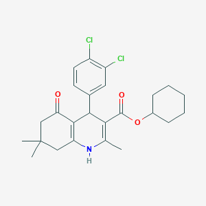 molecular formula C25H29Cl2NO3 B11697558 Cyclohexyl 4-(3,4-dichlorophenyl)-2,7,7-trimethyl-5-oxo-1,4,5,6,7,8-hexahydroquinoline-3-carboxylate 