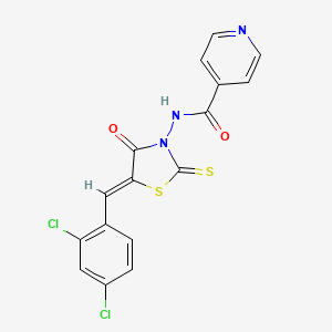 molecular formula C16H9Cl2N3O2S2 B11697847 N-[(5Z)-5-(2,4-dichlorobenzylidene)-4-oxo-2-thioxo-1,3-thiazolidin-3-yl]pyridine-4-carboxamide 