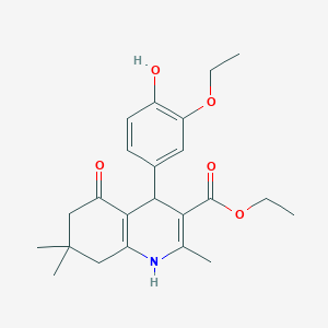 molecular formula C23H29NO5 B11698004 Ethyl 4-(3-ethoxy-4-hydroxyphenyl)-2,7,7-trimethyl-5-oxo-1,4,5,6,7,8-hexahydroquinoline-3-carboxylate 