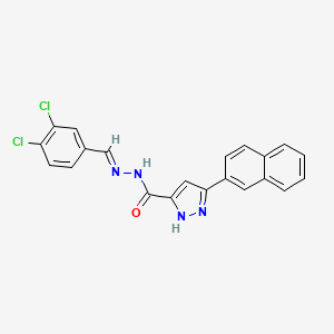 molecular formula C21H14Cl2N4O B11698235 N'-(3,4-Dichlorobenzylidene)-3-(2-naphthyl)-1H-pyrazole-5-carbohydrazide 