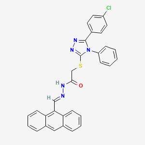 molecular formula C31H22ClN5OS B11698286 N'-[(E)-anthracen-9-ylmethylidene]-2-{[5-(4-chlorophenyl)-4-phenyl-4H-1,2,4-triazol-3-yl]sulfanyl}acetohydrazide 