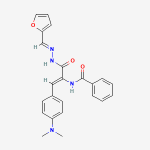 molecular formula C23H22N4O3 B11698808 N-{(1Z)-1-[4-(dimethylamino)phenyl]-3-[(2E)-2-(furan-2-ylmethylidene)hydrazinyl]-3-oxoprop-1-en-2-yl}benzamide 