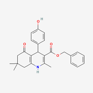 molecular formula C26H27NO4 B11699044 Benzyl 4-(4-hydroxyphenyl)-2,7,7-trimethyl-5-oxo-1,4,5,6,7,8-hexahydroquinoline-3-carboxylate 