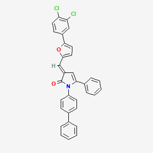 molecular formula C33H21Cl2NO2 B11699053 (3E)-1-(biphenyl-4-yl)-3-{[5-(3,4-dichlorophenyl)furan-2-yl]methylidene}-5-phenyl-1,3-dihydro-2H-pyrrol-2-one 
