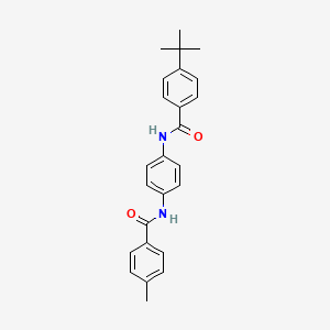 molecular formula C25H26N2O2 B11699130 4-tert-butyl-N-{4-[(4-methylbenzoyl)amino]phenyl}benzamide 