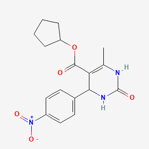 molecular formula C17H19N3O5 B11699185 Cyclopentyl 6-methyl-4-(4-nitrophenyl)-2-oxo-1,2,3,4-tetrahydropyrimidine-5-carboxylate 
