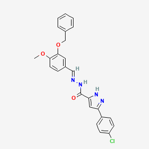 molecular formula C25H21ClN4O3 B11699194 N'-[(E)-[3-(Benzyloxy)-4-methoxyphenyl]methylidene]-3-(4-chlorophenyl)-1H-pyrazole-5-carbohydrazide 