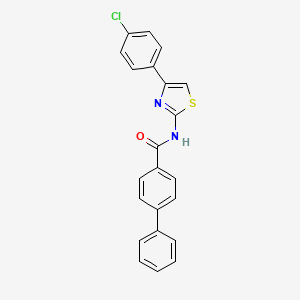 molecular formula C22H15ClN2OS B11699289 N-[4-(4-chlorophenyl)-1,3-thiazol-2-yl]biphenyl-4-carboxamide 