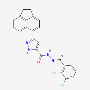 molecular formula C23H16Cl2N4O B11699317 N'-[(E)-(2,3-Dichlorophenyl)methylidene]-3-(1,2-dihydro-5-acenaphthylenyl)-1H-pyrazole-5-carbohydrazide 
