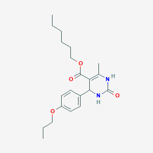 molecular formula C21H30N2O4 B11699361 Hexyl 6-methyl-2-oxo-4-(4-propoxyphenyl)-1,2,3,4-tetrahydropyrimidine-5-carboxylate 
