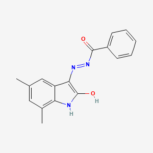 molecular formula C17H15N3O2 B11699410 N'-[(3Z)-5,7-Dimethyl-2-oxo-2,3-dihydro-1H-indol-3-ylidene]benzohydrazide CAS No. 324029-70-1