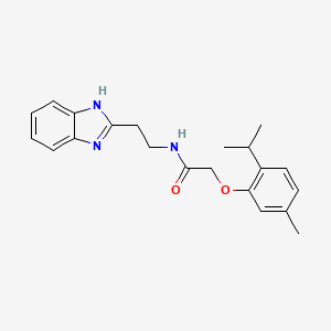 molecular formula C21H25N3O2 B11699432 N-[2-(1H-benzimidazol-2-yl)ethyl]-2-[5-methyl-2-(propan-2-yl)phenoxy]acetamide 