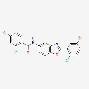 molecular formula C20H10BrCl3N2O2 B11699468 N-[2-(5-bromo-2-chlorophenyl)-1,3-benzoxazol-5-yl]-2,4-dichlorobenzamide 