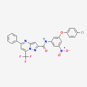 molecular formula C26H15ClF3N5O4 B11699477 N-[3-(4-chlorophenoxy)-5-nitrophenyl]-5-phenyl-7-(trifluoromethyl)pyrazolo[1,5-a]pyrimidine-2-carboxamide 
