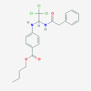 molecular formula C21H23Cl3N2O3 B11699568 Butyl 4-({2,2,2-trichloro-1-[(phenylacetyl)amino]ethyl}amino)benzoate 