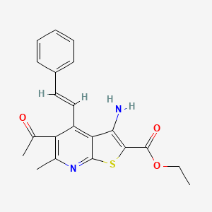 ethyl 5-acetyl-3-amino-6-methyl-4-[(E)-2-phenylethenyl]thieno[2,3-b]pyridine-2-carboxylate