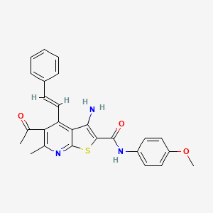 5-acetyl-3-amino-N-(4-methoxyphenyl)-6-methyl-4-[(E)-2-phenylethenyl]thieno[2,3-b]pyridine-2-carboxamide