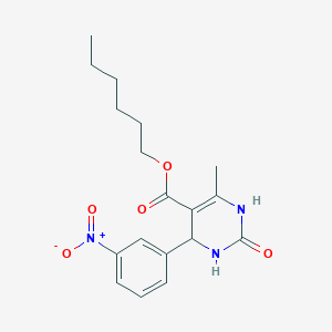 molecular formula C18H23N3O5 B11699610 Hexyl 6-methyl-4-(3-nitrophenyl)-2-oxo-1,2,3,4-tetrahydropyrimidine-5-carboxylate 