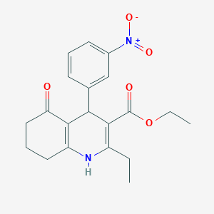 molecular formula C20H22N2O5 B11699631 Ethyl 2-ethyl-4-(3-nitrophenyl)-5-oxo-1,4,5,6,7,8-hexahydroquinoline-3-carboxylate 