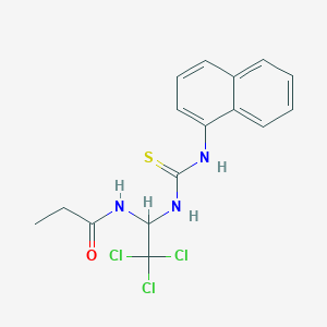 molecular formula C16H16Cl3N3OS B11699735 N-(2,2,2-Trichloro-1-(((1-naphthylamino)carbothioyl)amino)ethyl)propanamide 