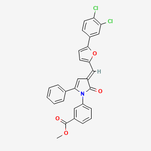 molecular formula C29H19Cl2NO4 B11699756 methyl 3-[(3E)-3-{[5-(3,4-dichlorophenyl)furan-2-yl]methylidene}-2-oxo-5-phenyl-2,3-dihydro-1H-pyrrol-1-yl]benzoate 
