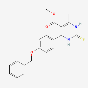 molecular formula C20H20N2O3S B11699766 Methyl 4-[4-(benzyloxy)phenyl]-6-methyl-2-thioxo-1,2,3,4-tetrahydropyrimidine-5-carboxylate 