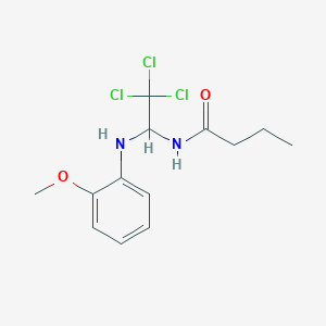 molecular formula C13H17Cl3N2O2 B11699821 N-{2,2,2-trichloro-1-[(2-methoxyphenyl)amino]ethyl}butanamide 