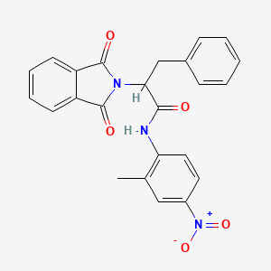 molecular formula C24H19N3O5 B11699884 2-(1,3-dioxo-1,3-dihydro-2H-isoindol-2-yl)-N-(2-methyl-4-nitrophenyl)-3-phenylpropanamide 