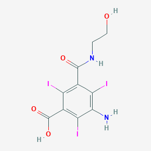 molecular formula C10H9I3N2O4 B117002 3-Amino-5-((2-hydroxyethyl)carbamoyl)-2,4,6-triiodobenzoic acid CAS No. 22871-58-5