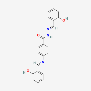 molecular formula C21H17N3O3 B11700338 N'-[(E)-(2-hydroxyphenyl)methylidene]-4-{[(E)-(2-hydroxyphenyl)methylidene]amino}benzohydrazide 