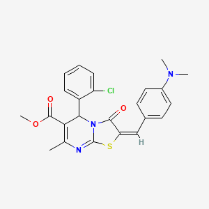 molecular formula C24H22ClN3O3S B11700410 methyl (2E)-5-(2-chlorophenyl)-2-[4-(dimethylamino)benzylidene]-7-methyl-3-oxo-2,3-dihydro-5H-[1,3]thiazolo[3,2-a]pyrimidine-6-carboxylate 