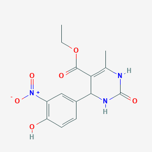 molecular formula C14H15N3O6 B11700576 Ethyl 4-(4-hydroxy-3-nitrophenyl)-6-methyl-2-oxo-1,2,3,4-tetrahydropyrimidine-5-carboxylate 
