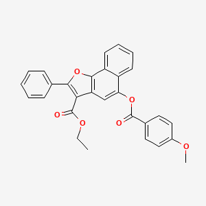 molecular formula C29H22O6 B11700960 Ethyl 5-(4-methoxybenzoyloxy)-2-phenylnaphtho[1,2-B]furan-3-carboxylate 